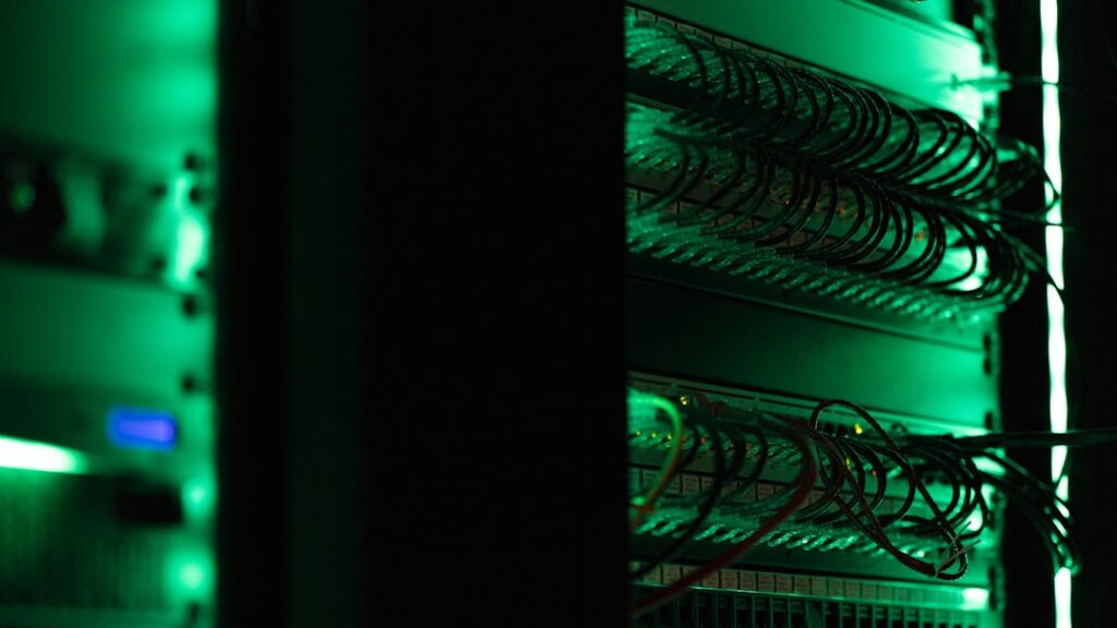 Server rack with electronic equipment in a data center
